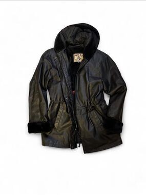 Vintage 90s Genuine Leather Bomber Jacket with Removable Faux Fur Vest